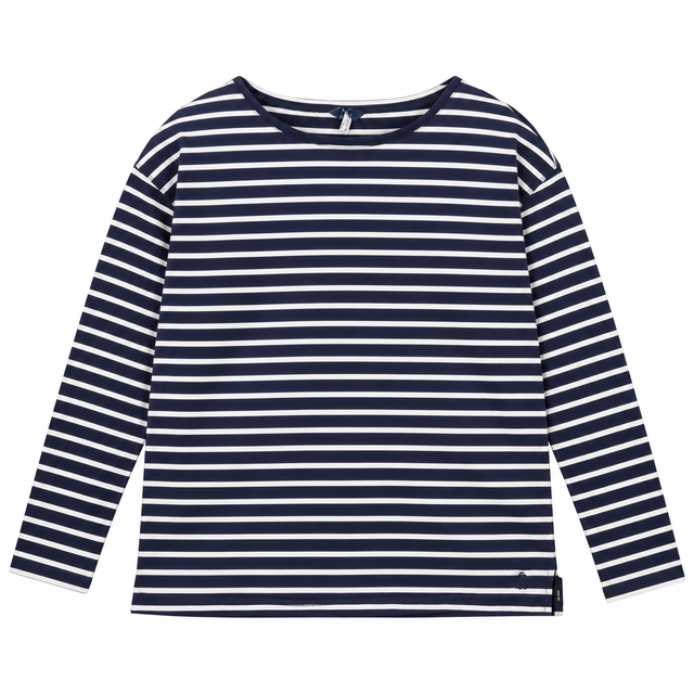 Navy White Striped Long Sleeve Cotton Top Marina S