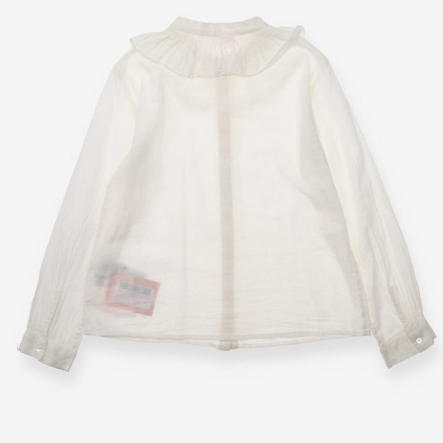 Blouse Frill Collared Long Sleeved White