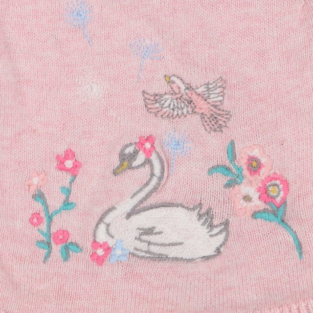 Cardigan Pink Fairy Swan Flowers
