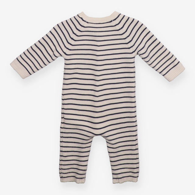 Romper knit navy and white stripe