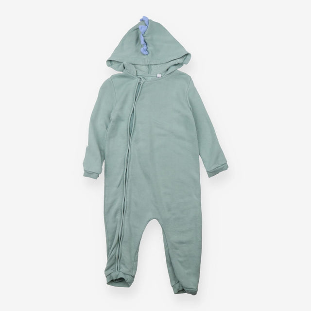 Green zip up hooded onesie with spikes