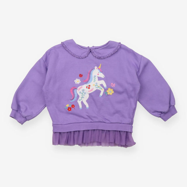 Sweater Jersey Purple Floral Unicorn Tuille Frill