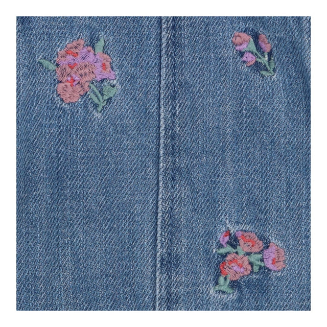 Denim Dungaree with Floral Embroidery
