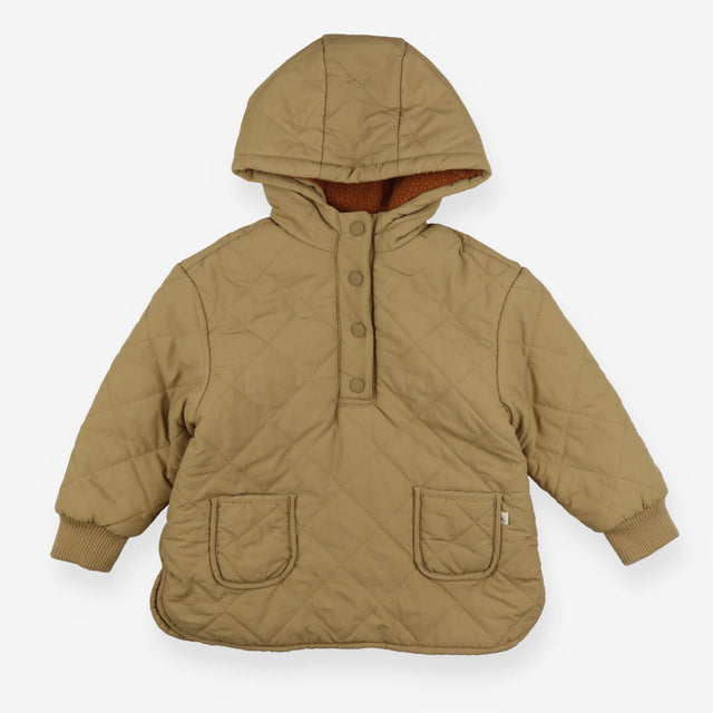Fleece lined quilted pull over coat