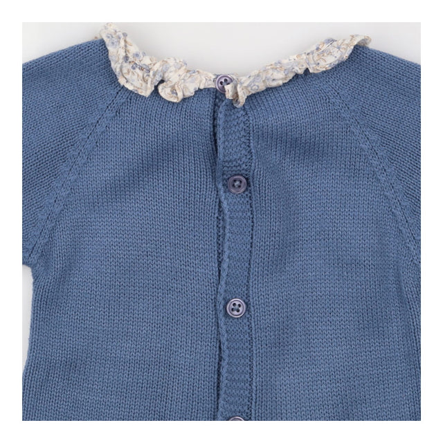 Sweater Cornflower Blue with Frill Shirt Collar
