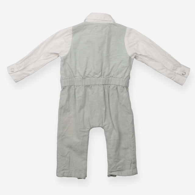 Romper Waistcoat White and Sage