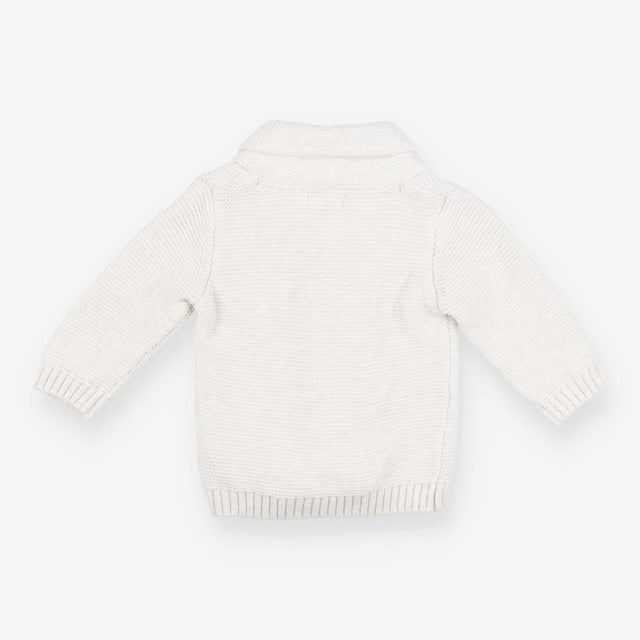 Grey Knit Collared Cardigan