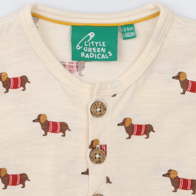 Romper white sausage dog