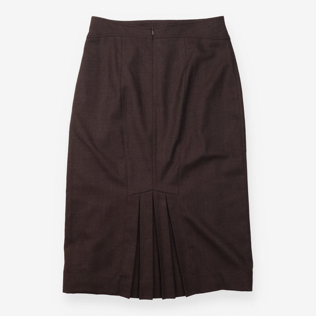Skirt 97% Wool Pleated Midi Brown