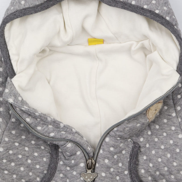 Pramsuit grey white spot teddy