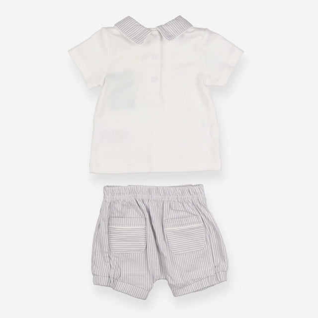 Mintini Baby Polo Shirt and Short Cream and Grey