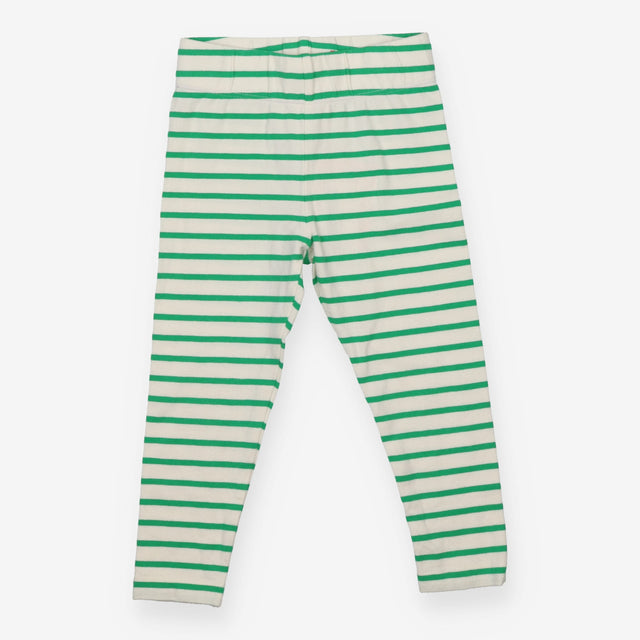 Leggings white bright green stripe