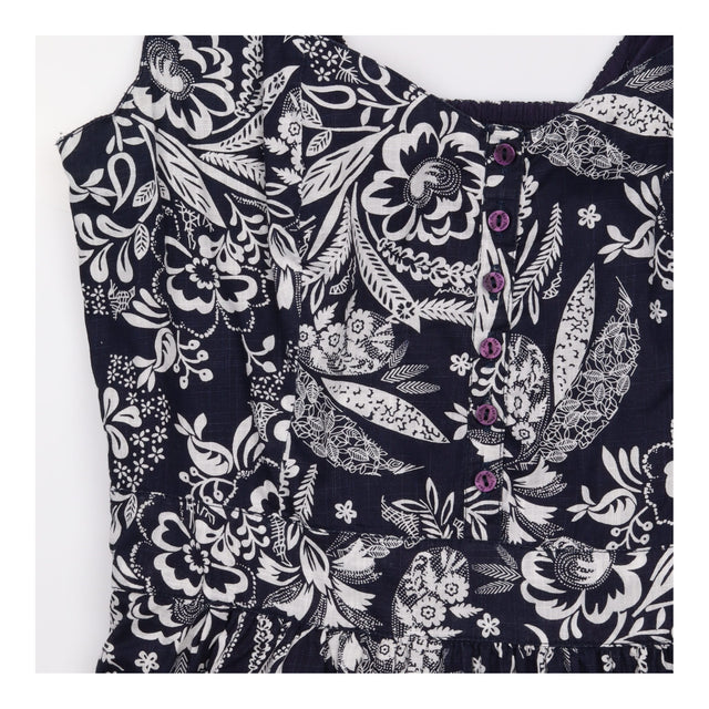 Mini Dress Navy Blue White Floral Print Sleeveless
