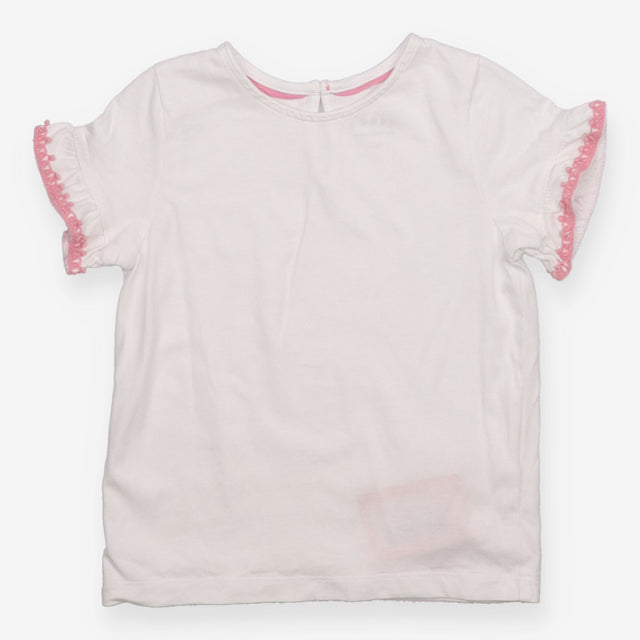 T-Shirt Short Sleeve White with Pink Frill