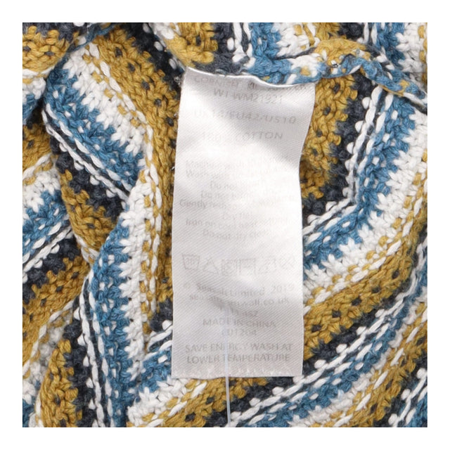 Jumper Textured Stripe Navy Blue Mustard Cream Lon
