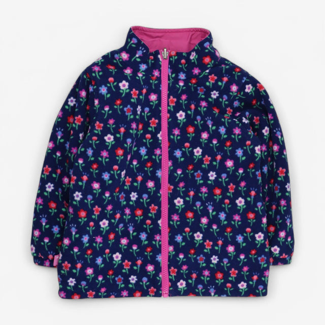 Coat reversible pink raincoat and floral fleece