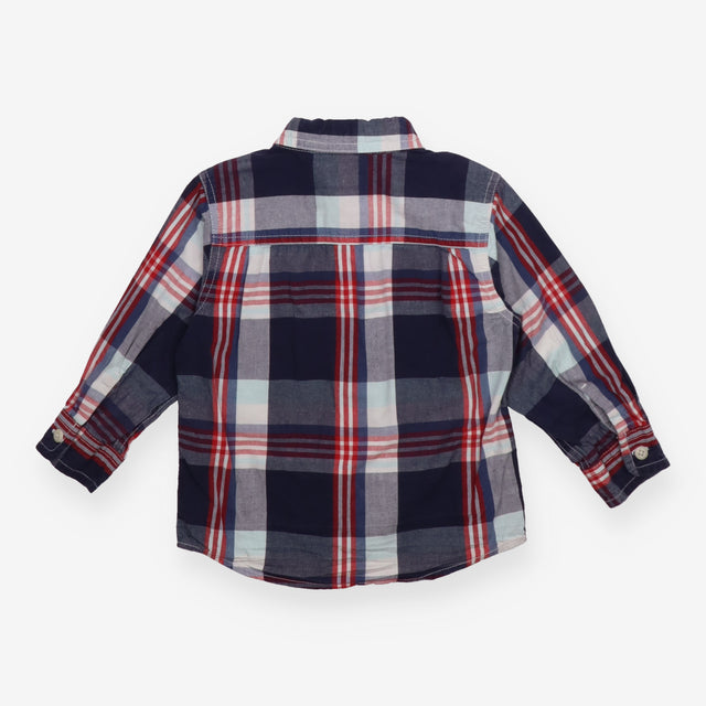 Shirt long sleeve red blue check
