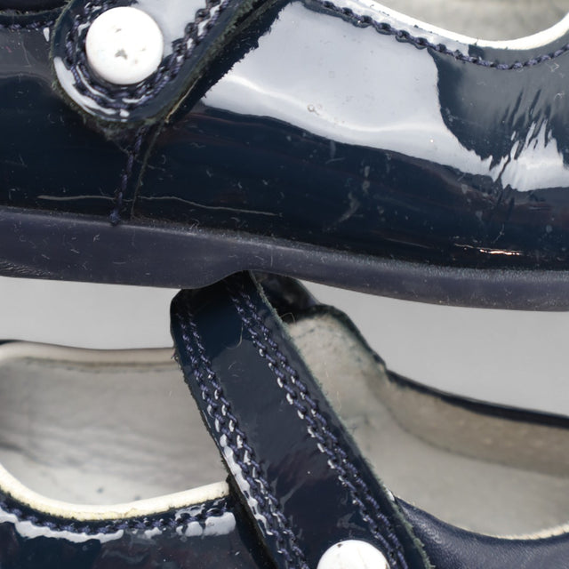 Patent Blue Shoes with white buttons