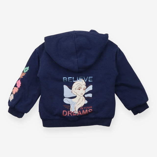 Navy fleece lined zip hoodie Elsa and Anna