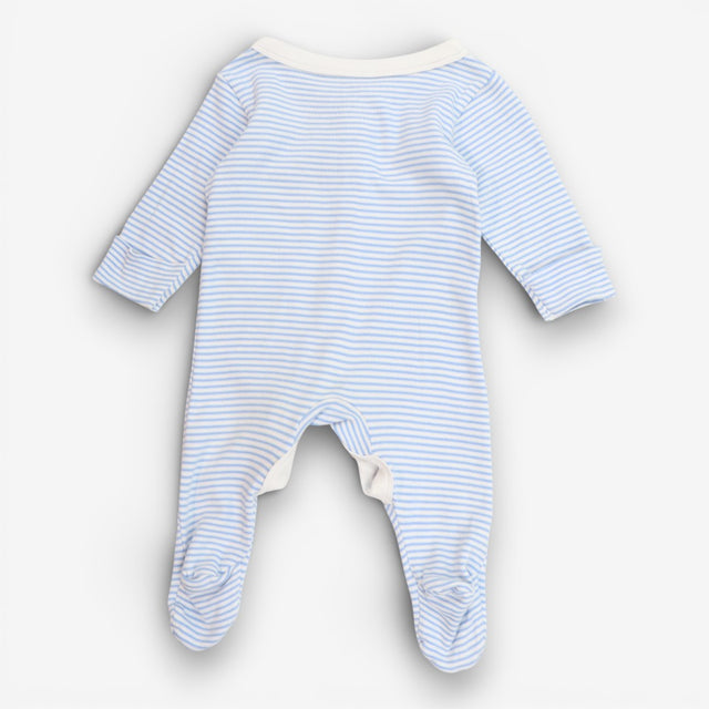 Sleepsuit baby blue and white pinstripe