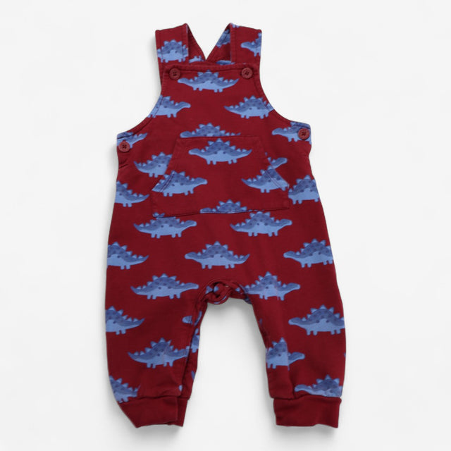 Dungarees jersey red blue dinosaurs
