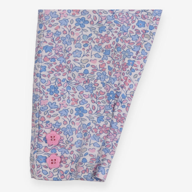 Leggings blue and pink floral with flower buttons