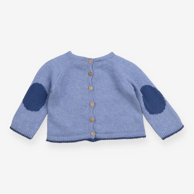 Outfit knitted LS sweater leggings blue buttons to