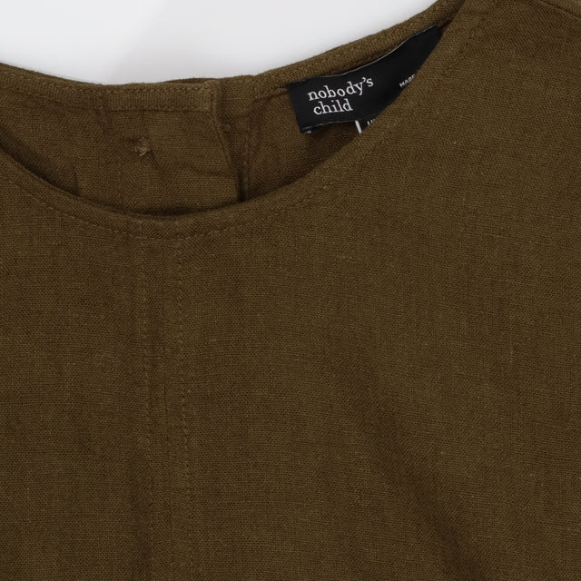 Nobody's Child Khaki Linen Blend Sleeveless Boxy T