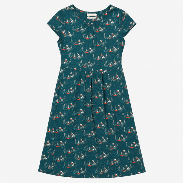 Dress Teal Blue Sailboat Print