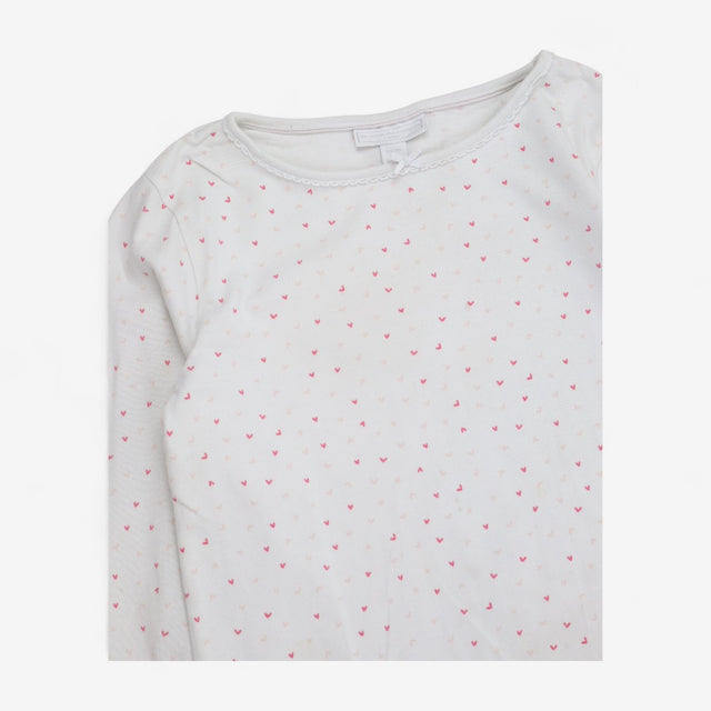 Pyjamas Top & Bottoms White with Hearts