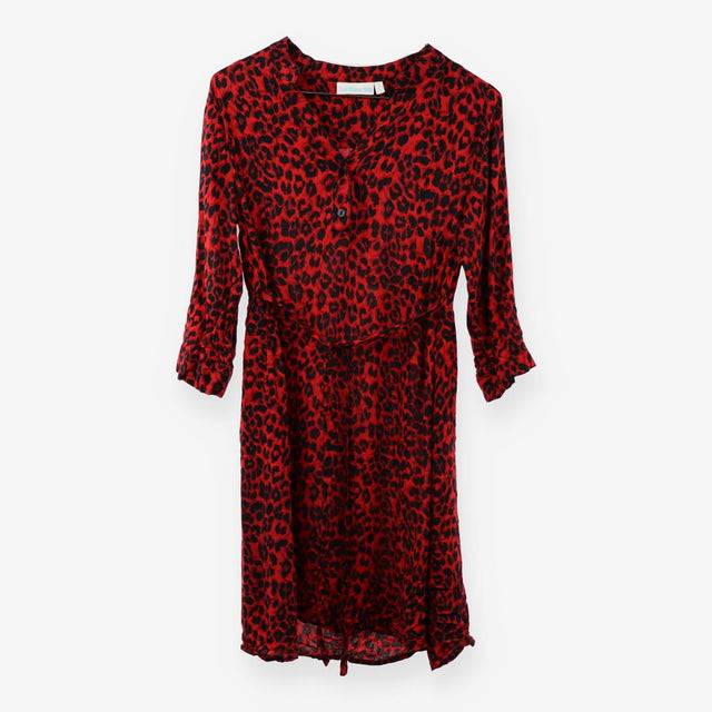 Red Leopard Print Tea Dress Back Tie Maternity Mid