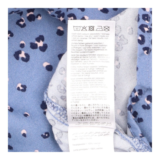 Blue Leopard Print Frill Waist Midi Dress