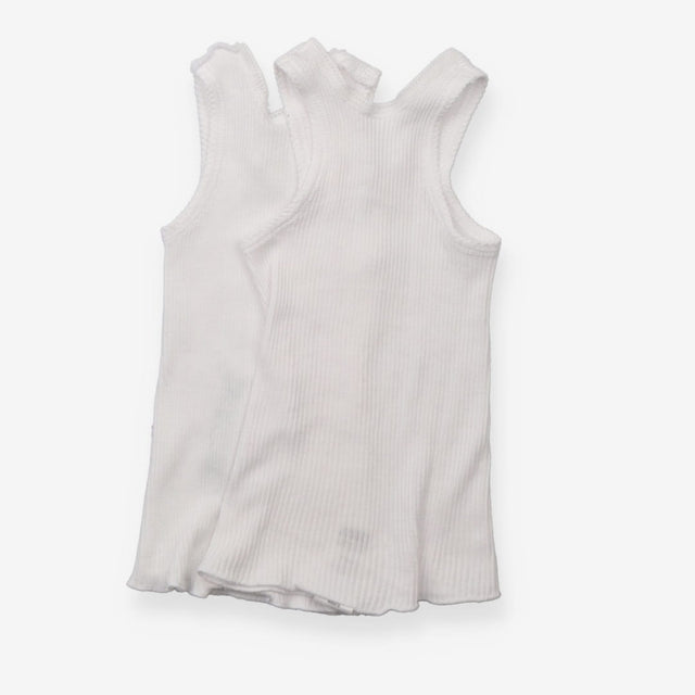 2 pack white ribbed vests