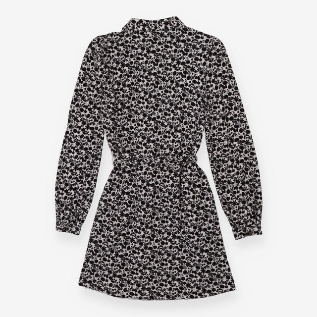 Jersey Shirt Dress Cream with Belt Black Floral Pr
