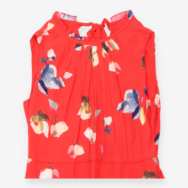 Dress Floral Print Ruffled High Neck Sleeveless Ma