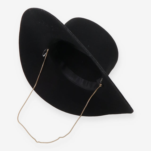 Chain Strap Wool Bolero Hat Black One Size