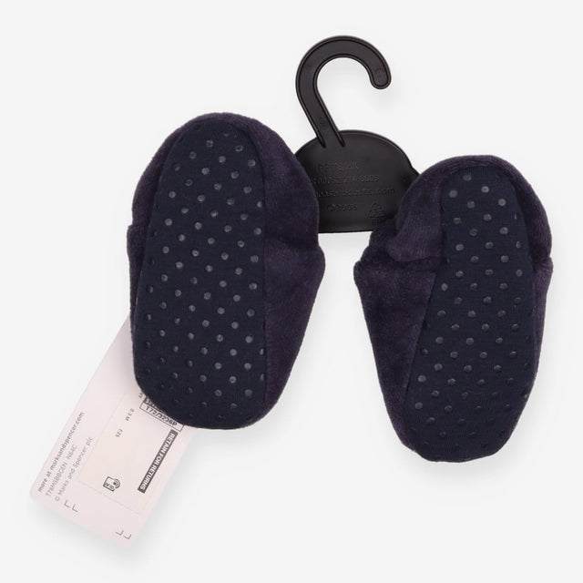 Pram shoes navy velour stripe lining