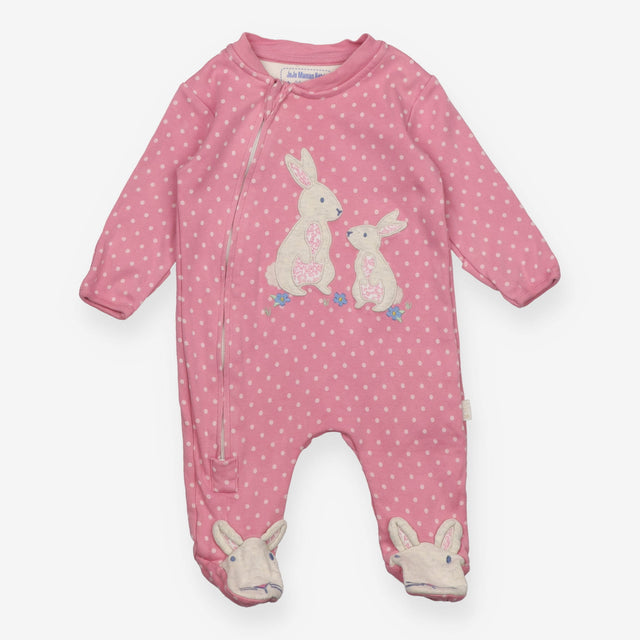 Sleepsuit Pink with White Dots and Mummy and Baby