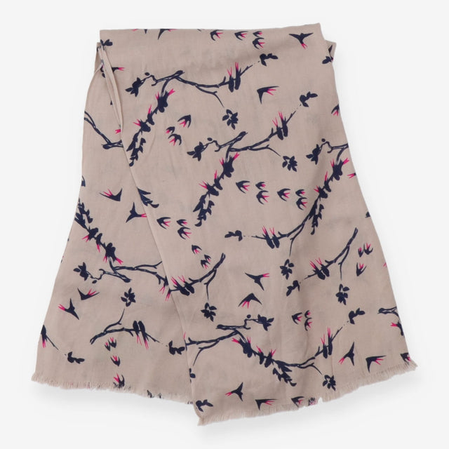 Scarf Grey with navy birds