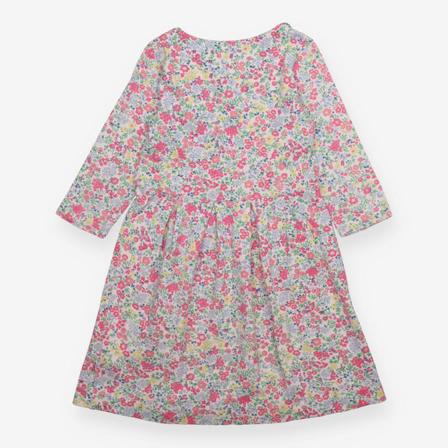 Dress Long Sleeve Floral with Pink Flower Applique