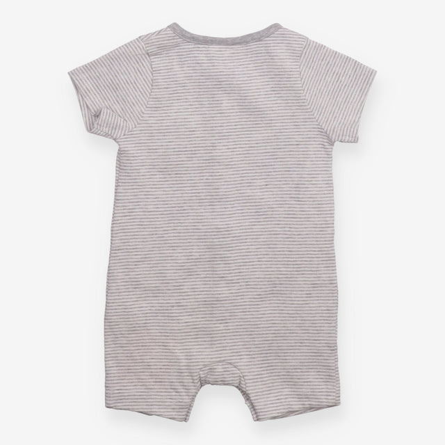 Romper Grey Stripe with Kitten Pocket