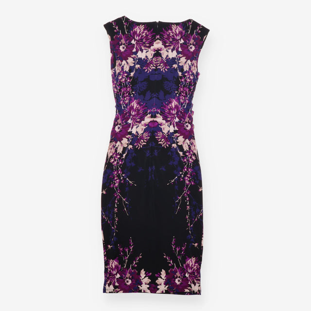 Purple Floral Ruched Bodycon Occasion Dress