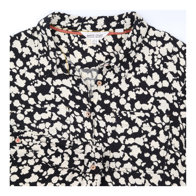 Shirt Printed Long Sleeve Button Front Monocrome B