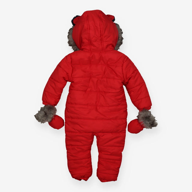 Pramsuit Red Puffer with Blue Zip