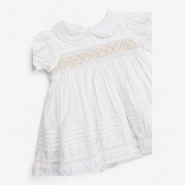White Woven Smock Occasion Dress