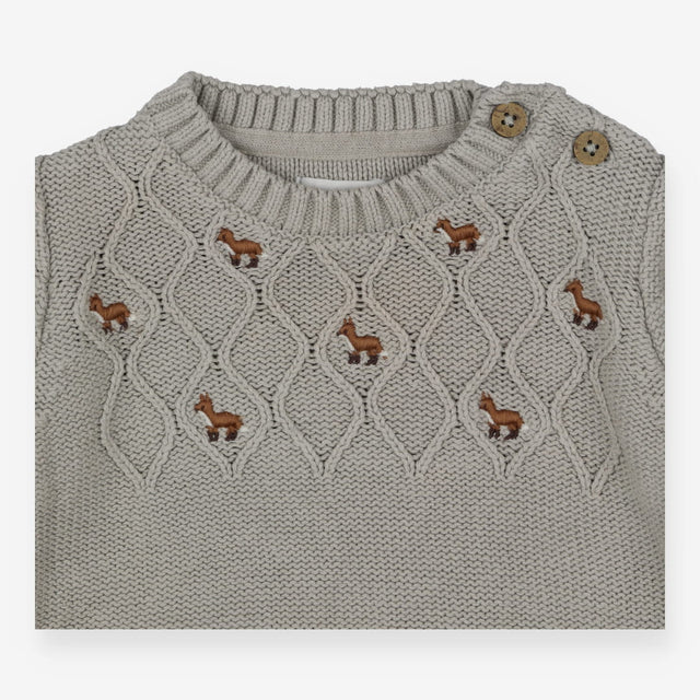 Sweater Knit Pale Green Fox Appliques