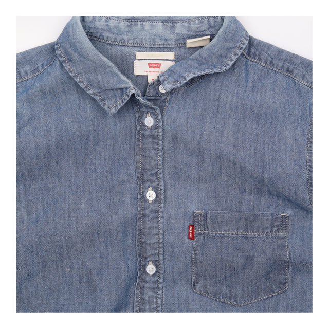 Mid Wash Blue 100% Cotton Denim Red Tab Long Sleev