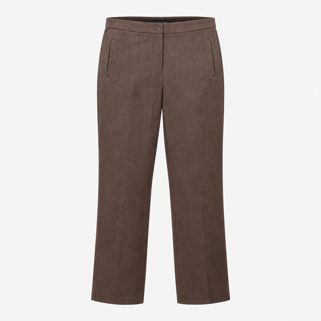 Taupe Brown Stretch Viscose Tailored Slim Leg Shor