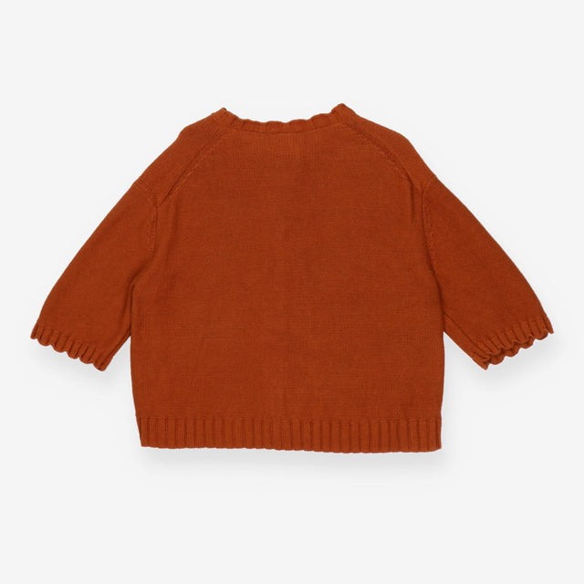 Cardi Rust with scalloped trip