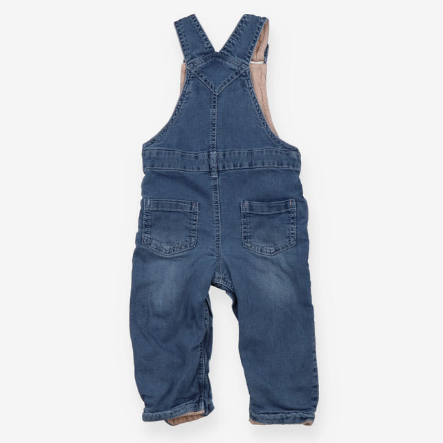 Denim Dungarees with Pink Jersey Lining